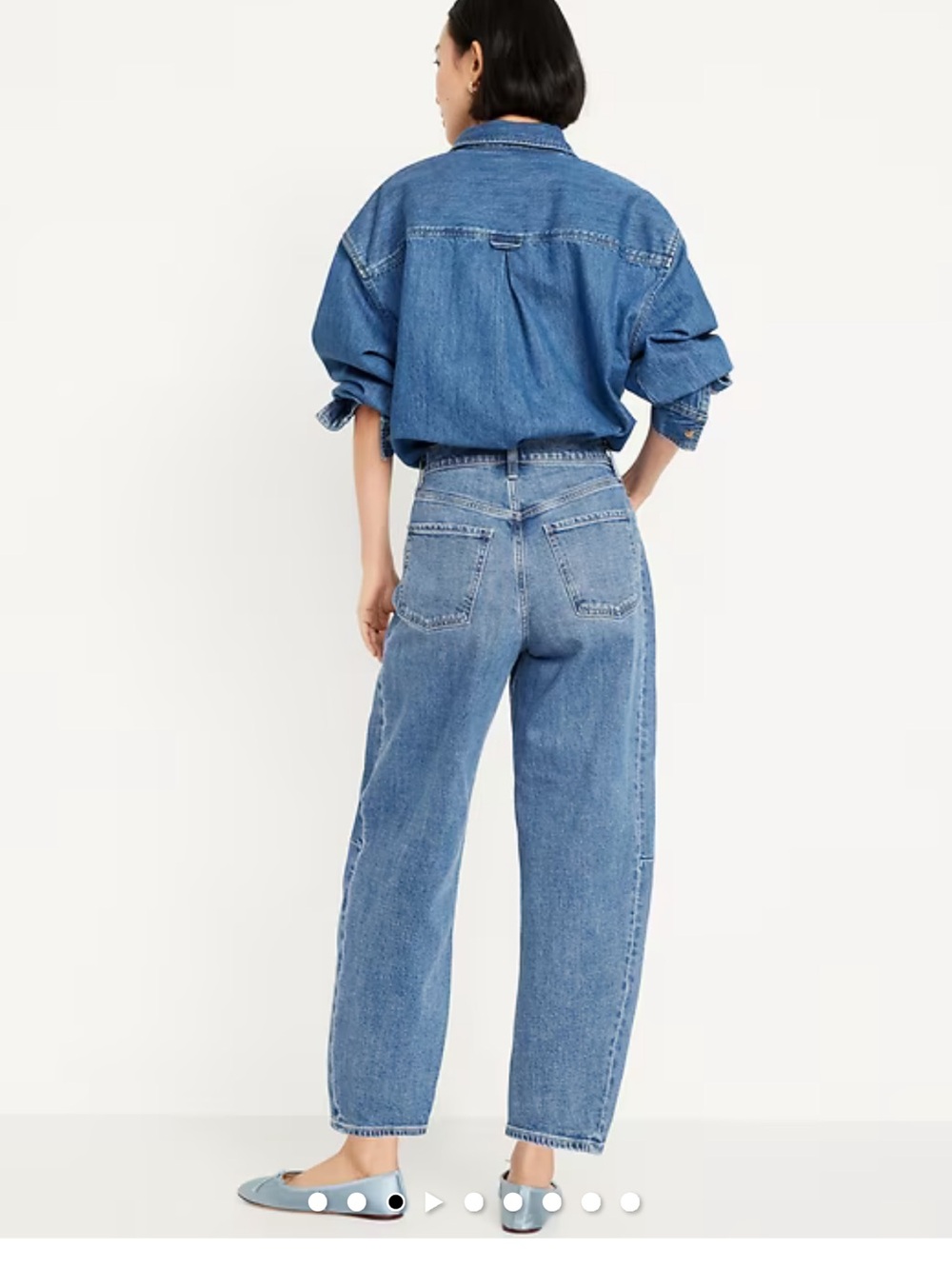 Old Navy Jeans - medium blue high rise barrel leg - Picture 2 of 11